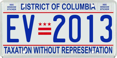 DC license plate EV2013