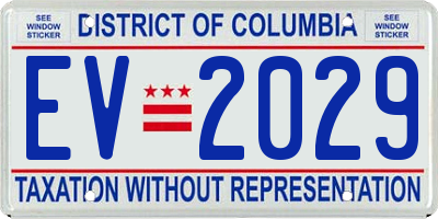 DC license plate EV2029