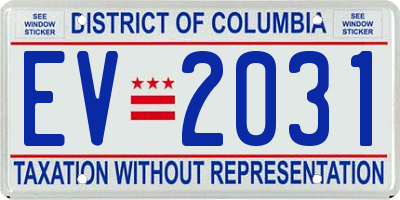 DC license plate EV2031