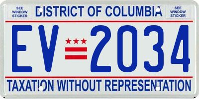 DC license plate EV2034