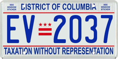 DC license plate EV2037