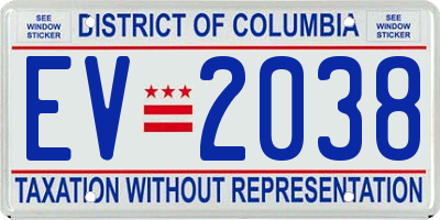 DC license plate EV2038