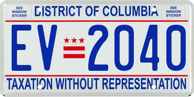 DC license plate EV2040