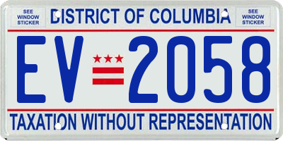 DC license plate EV2058
