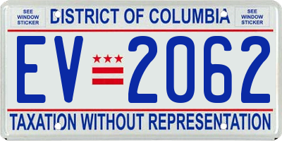 DC license plate EV2062