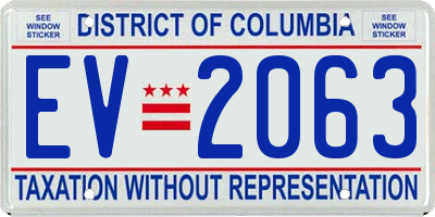 DC license plate EV2063