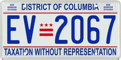 DC license plate EV2067