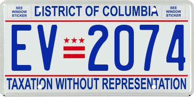 DC license plate EV2074