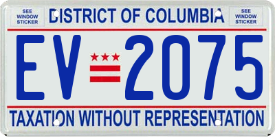 DC license plate EV2075