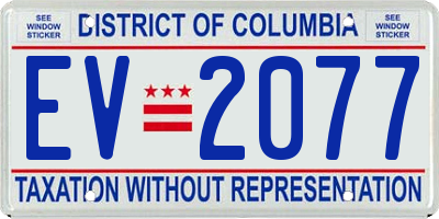 DC license plate EV2077