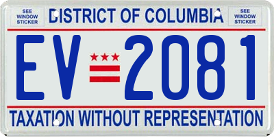 DC license plate EV2081