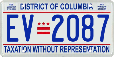 DC license plate EV2087