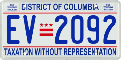 DC license plate EV2092