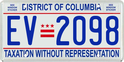DC license plate EV2098