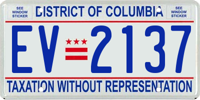 DC license plate EV2137