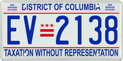 DC license plate EV2138