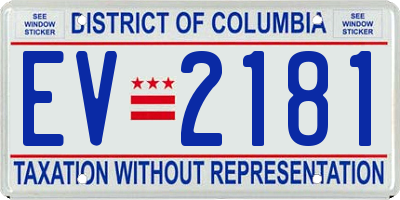 DC license plate EV2181