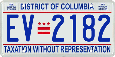DC license plate EV2182