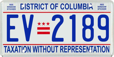 DC license plate EV2189