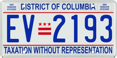 DC license plate EV2193