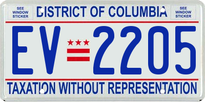 DC license plate EV2205