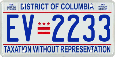 DC license plate EV2233