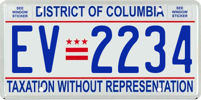 DC license plate EV2234