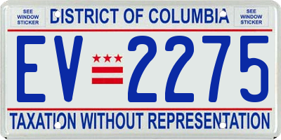 DC license plate EV2275