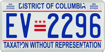 DC license plate EV2296