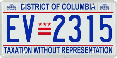 DC license plate EV2315
