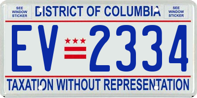 DC license plate EV2334