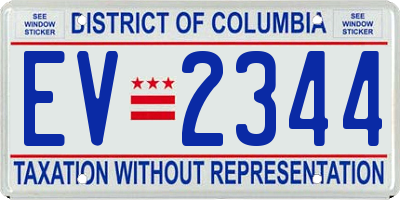 DC license plate EV2344