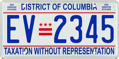 DC license plate EV2345