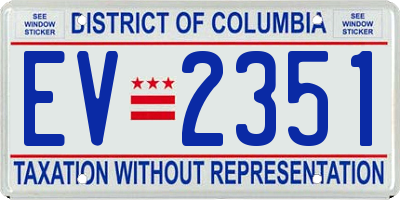 DC license plate EV2351