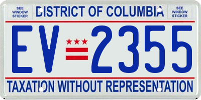 DC license plate EV2355
