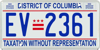 DC license plate EV2361