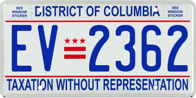 DC license plate EV2362