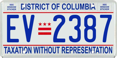 DC license plate EV2387