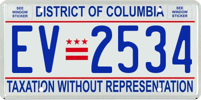 DC license plate EV2534