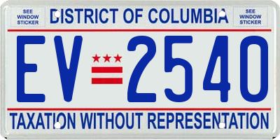 DC license plate EV2540