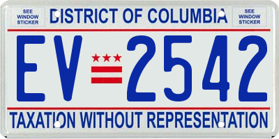 DC license plate EV2542