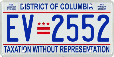 DC license plate EV2552