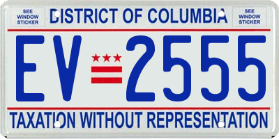 DC license plate EV2555
