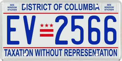 DC license plate EV2566