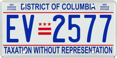 DC license plate EV2577