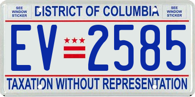 DC license plate EV2585
