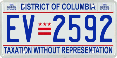DC license plate EV2592