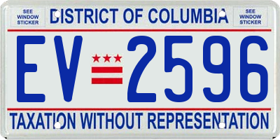 DC license plate EV2596