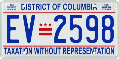 DC license plate EV2598