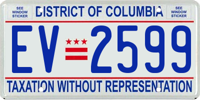 DC license plate EV2599